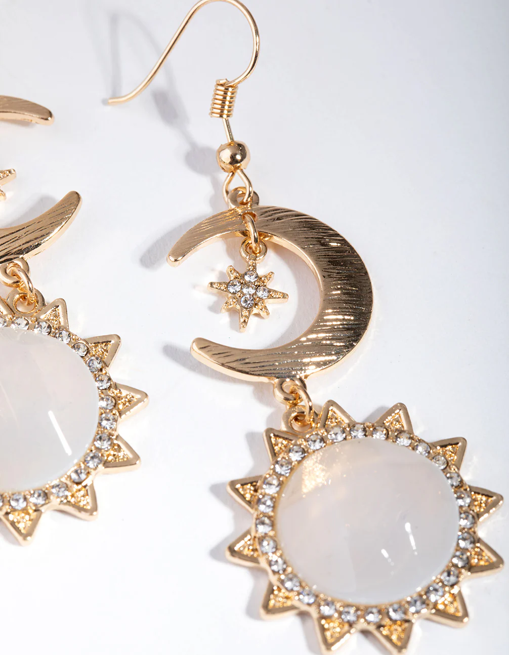 Gold Star & Moon Drop Earrings - Image 2