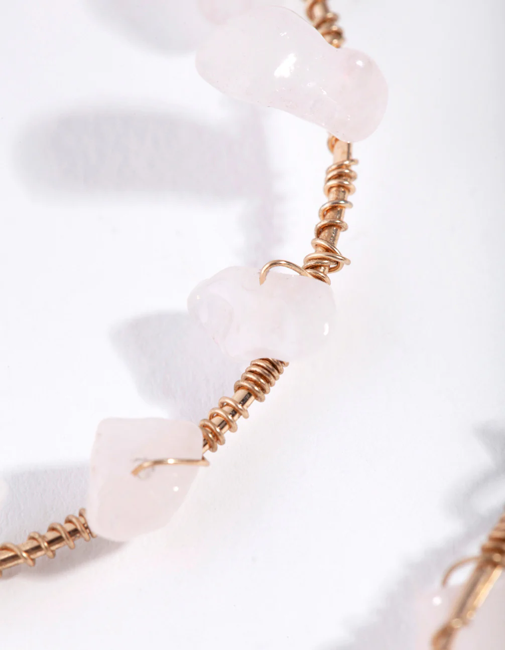 Gold Pink Stone Wrap Hoop Earrings - Image 3