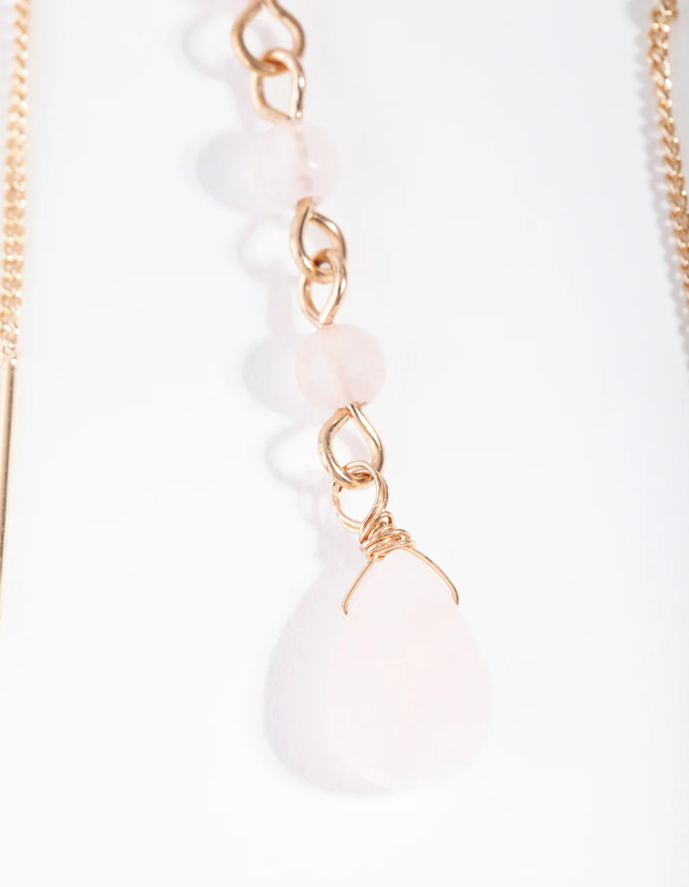 Gold Thread Through Station Drop Earrings - Image 3