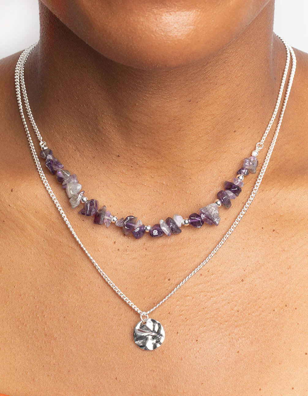 Amethyst Chip Layered Necklace - Image 2