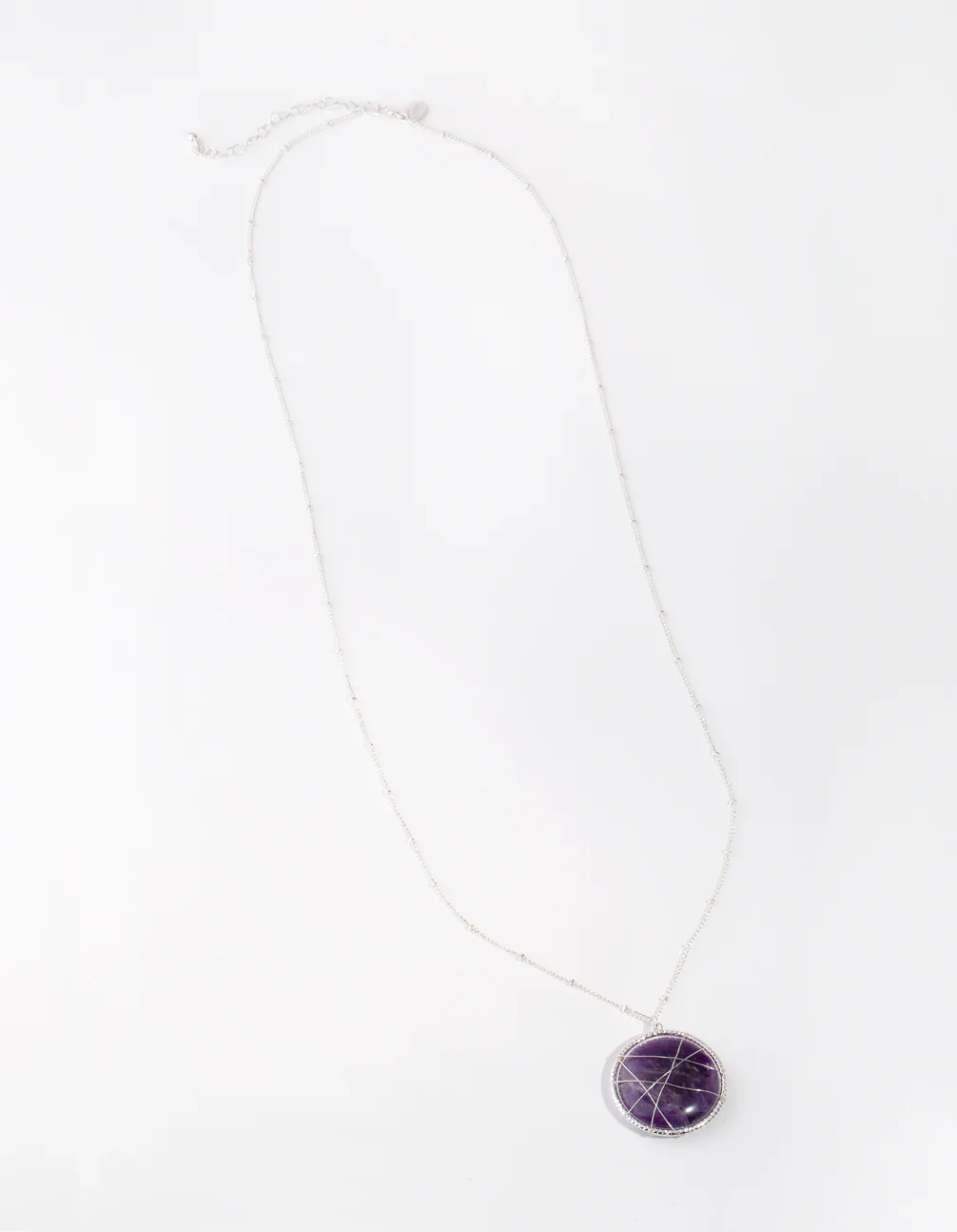 Silver Long Caged Amethyst Necklace - Image 2
