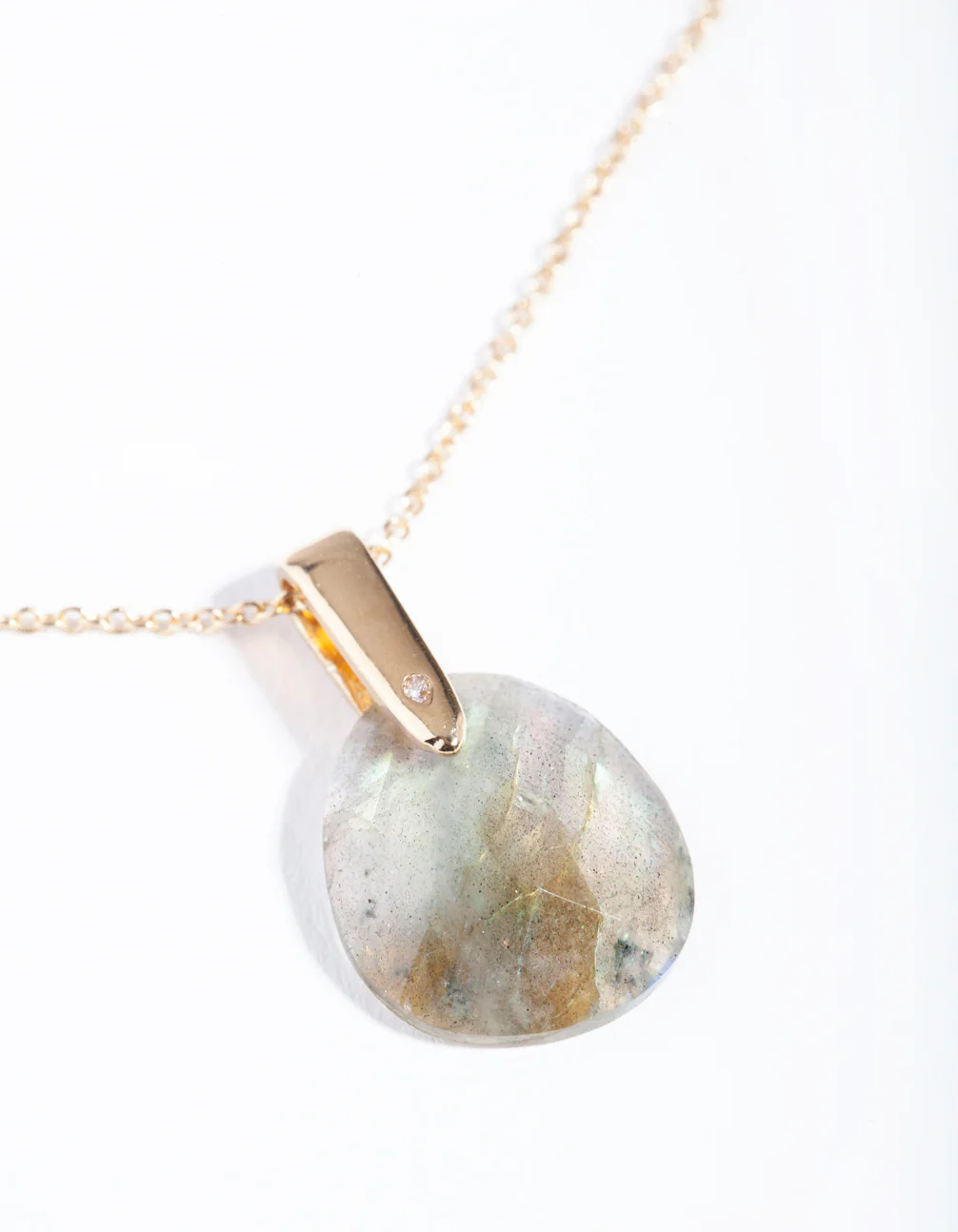 Gold Plated Sterling Silver Faceted Labradorite Pendant Necklace - Image 3