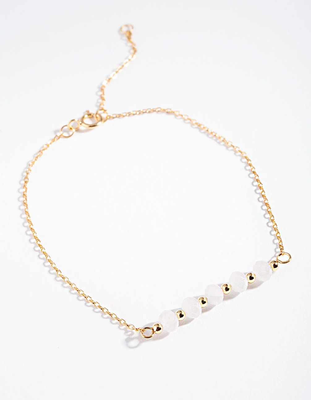 Gold Plated Sterling Silver Rose Quartz Facet Bead Bracelet - Image 2
