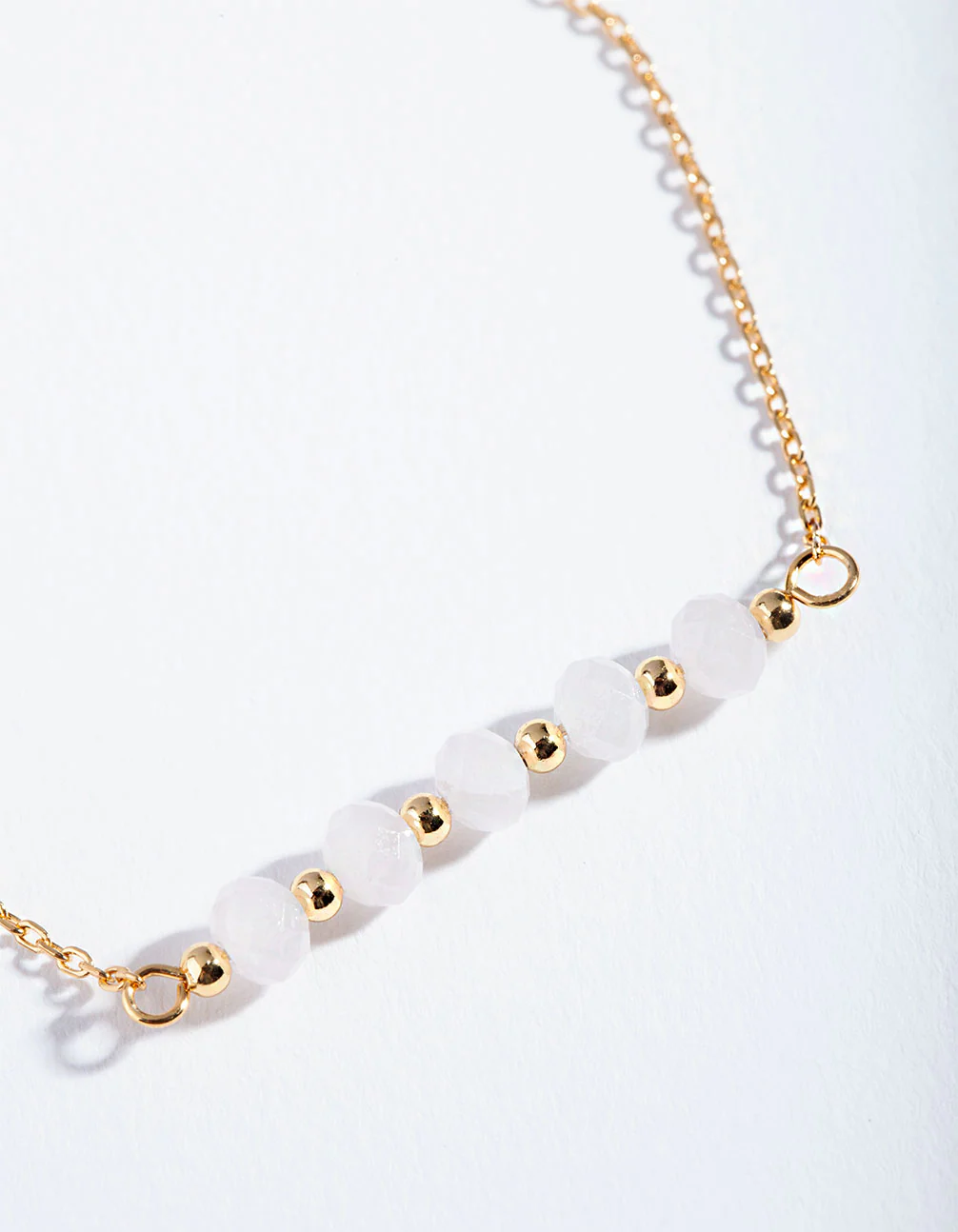 Gold Plated Sterling Silver Rose Quartz Facet Bead Bracelet - Image 3