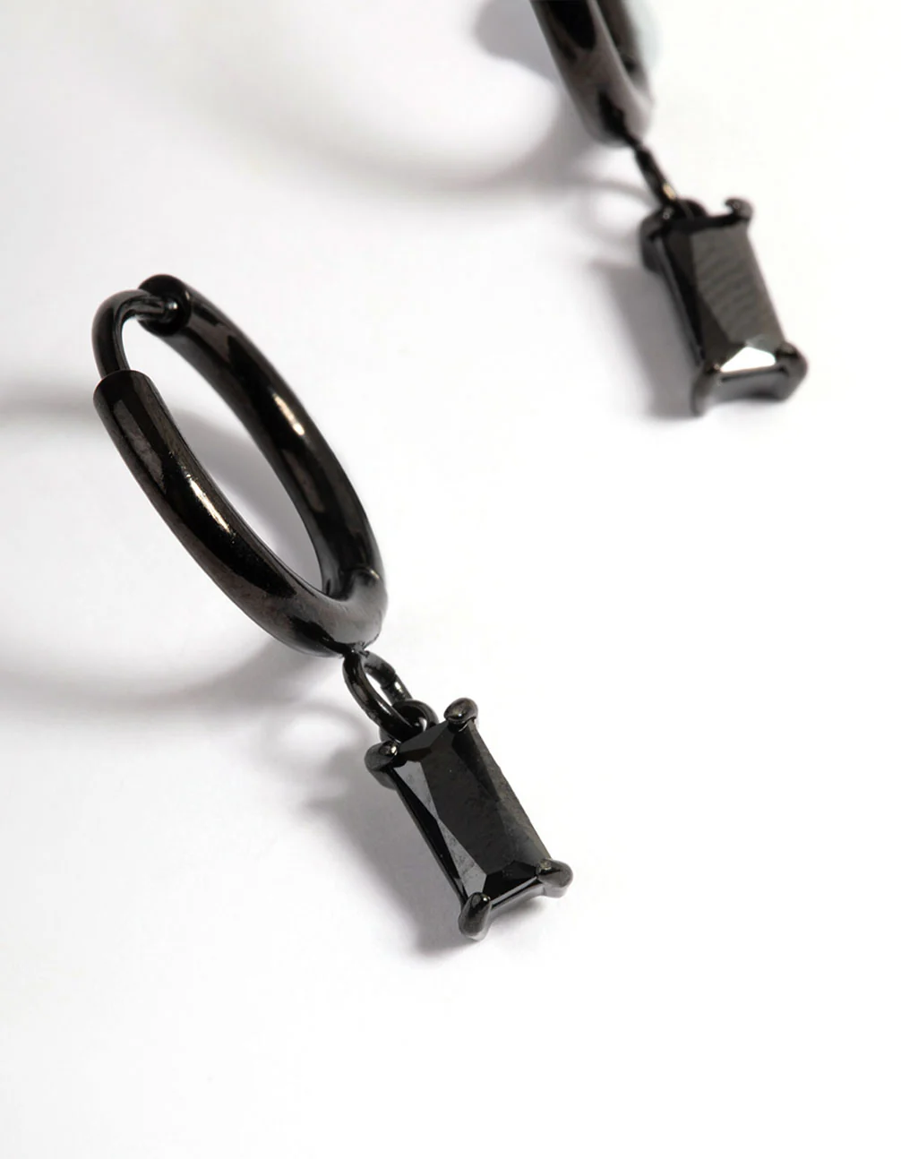 Coated Surgical Steel Cubic Zirconia Hoop Earrings - Image 2