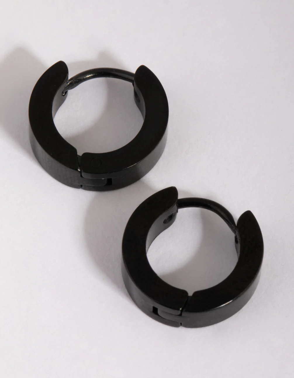 Matte Black Wide Huggie Hoop Earrings - Image 4