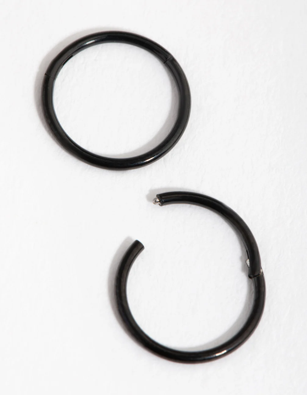 Black Coated Metal Surgical Steel 8mm Sleeper Earrings - Image 2