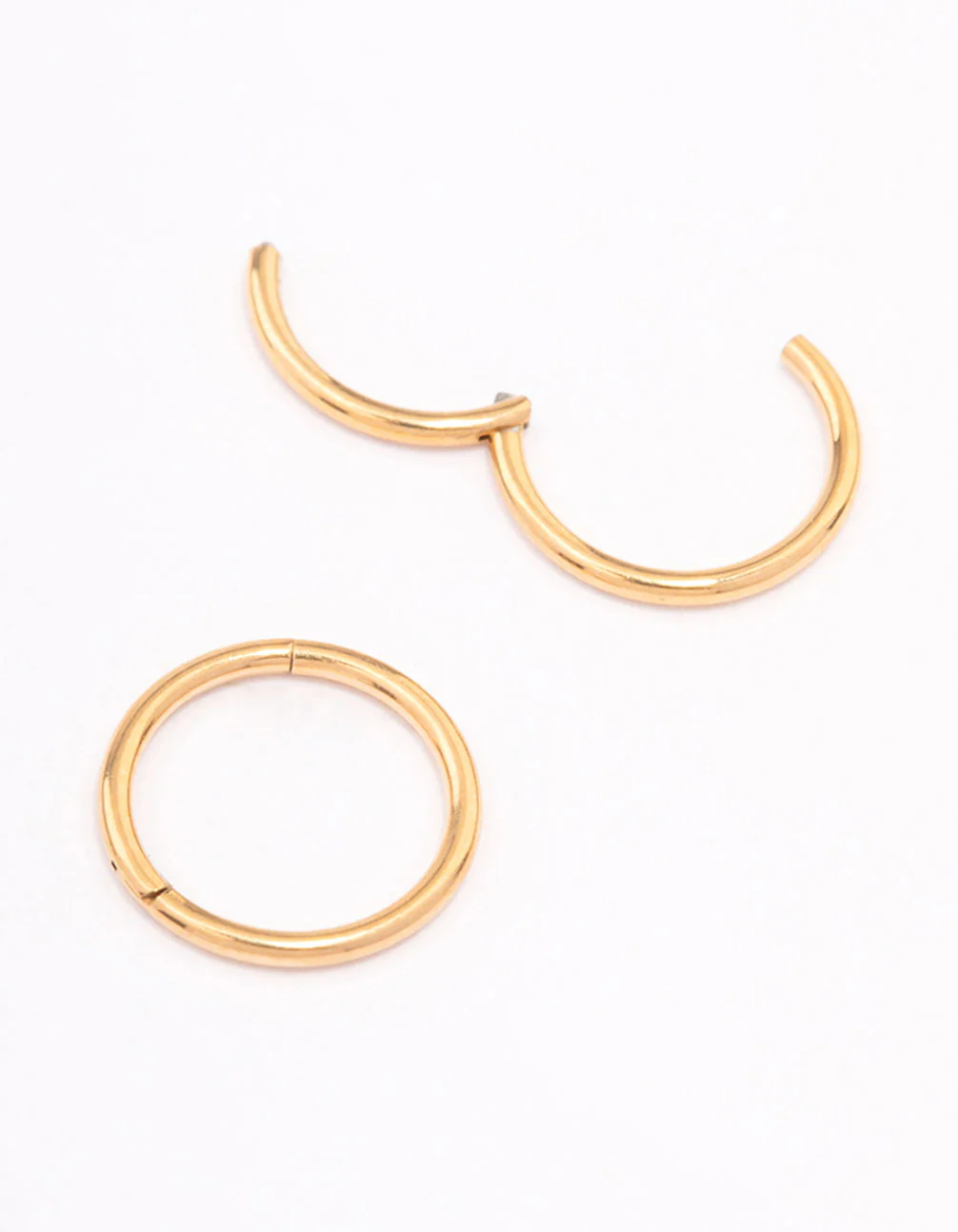Gold Plated Plain Clicker Earrings 7mm - Image 2