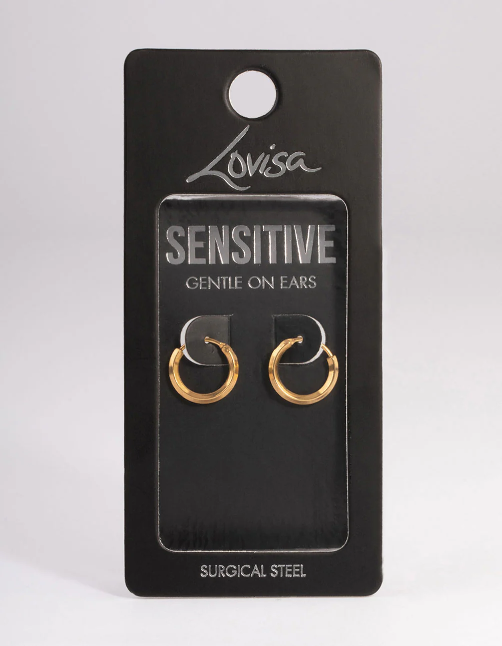 Gold Plated Surgical Steel Bevelled Hoop Earrings - Image 3