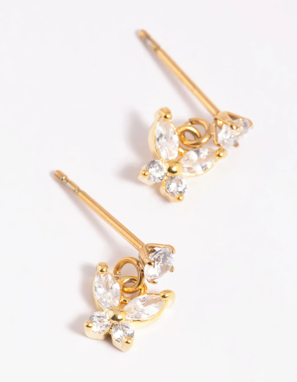Gold Plated Surgical Steel Butterfly Stud Earrings - Image 3