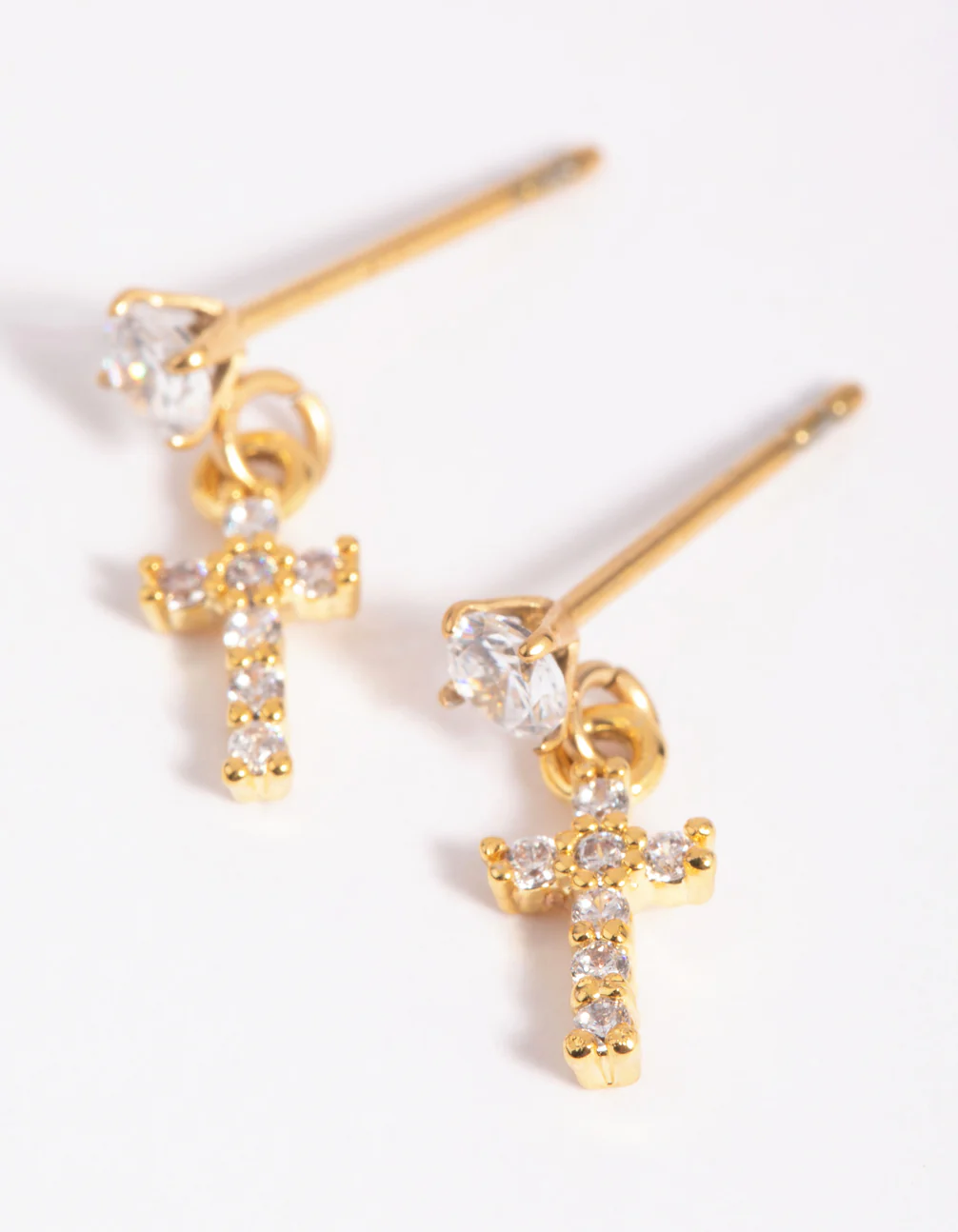 Gold Plated Surgical Steel Cross Stud Earrings - Image 3