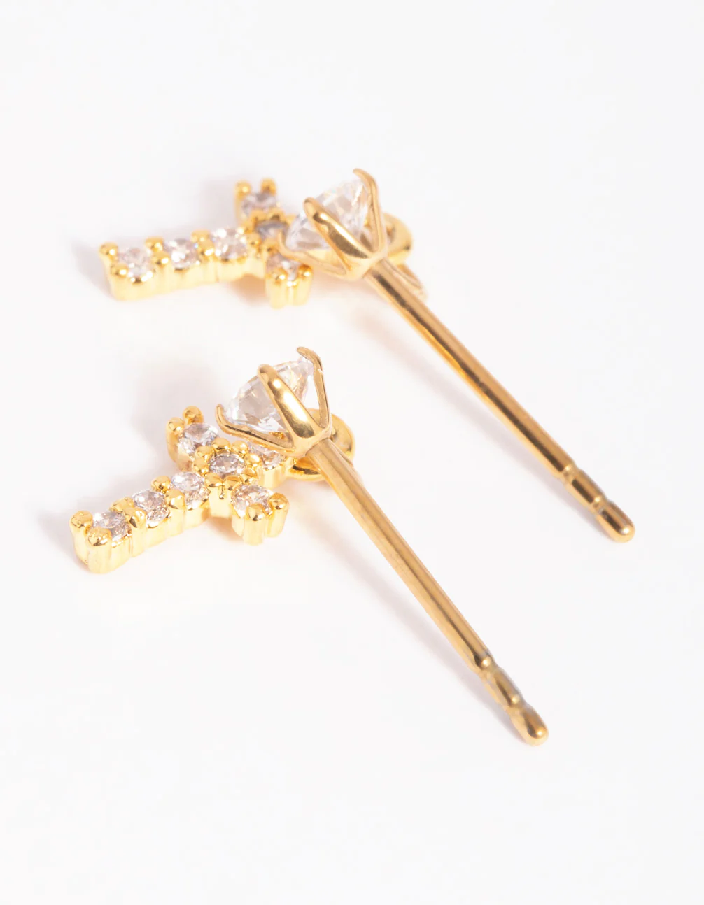 Gold Plated Surgical Steel Cross Stud Earrings - Image 4