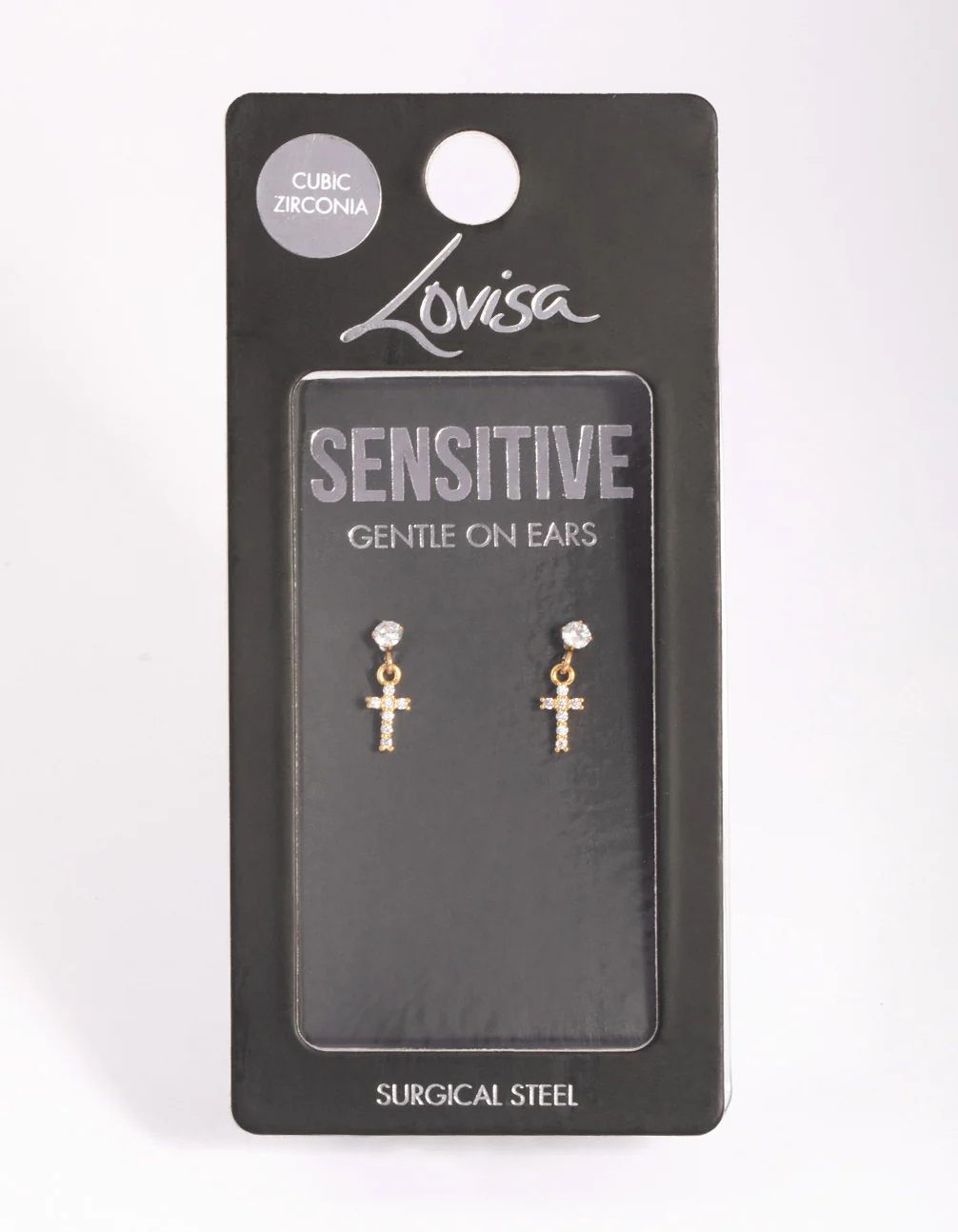 Gold Plated Surgical Steel Cross Stud Earrings - Image 5
