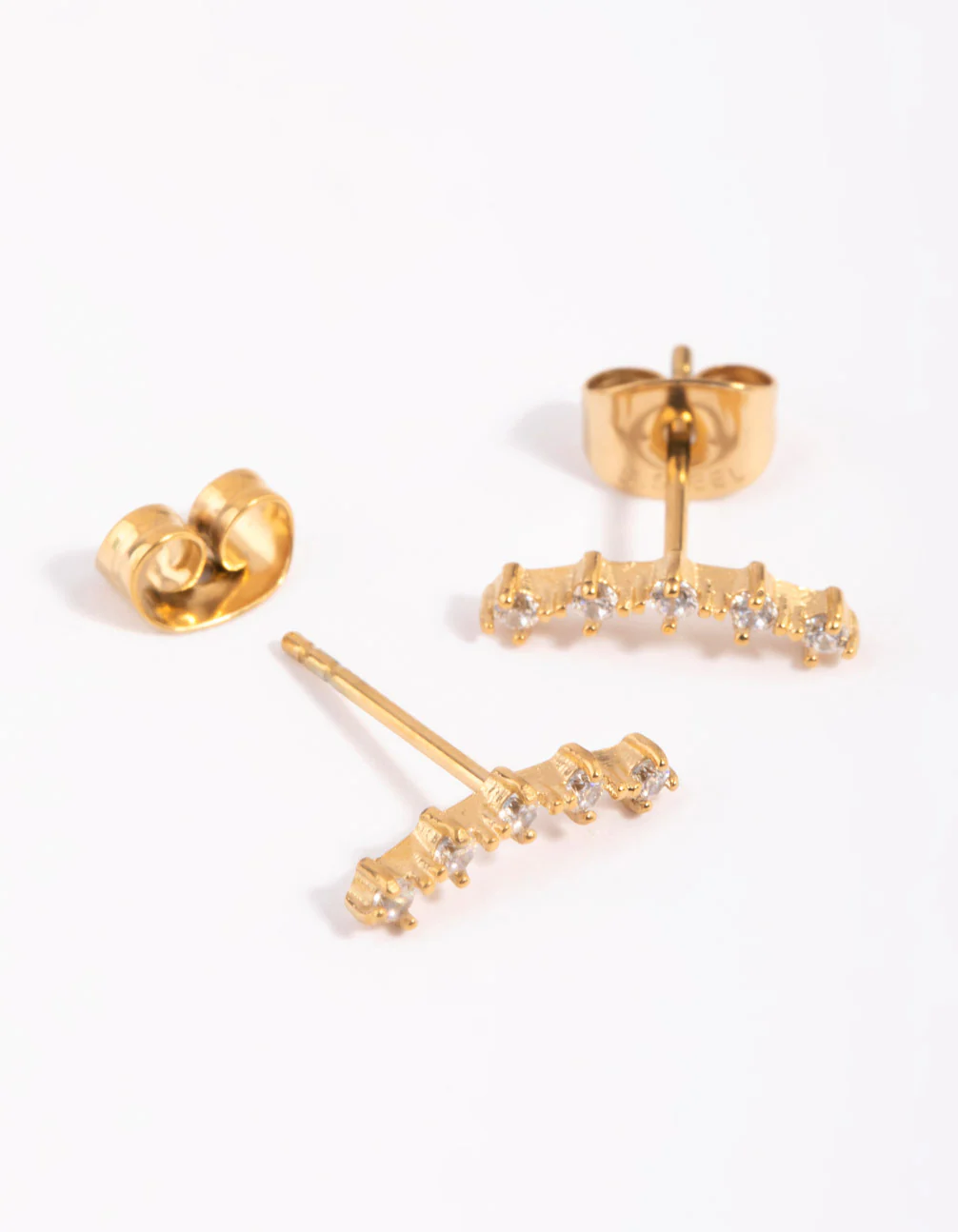 Gold Plated Studs with Cubic Zirconia - Image 3