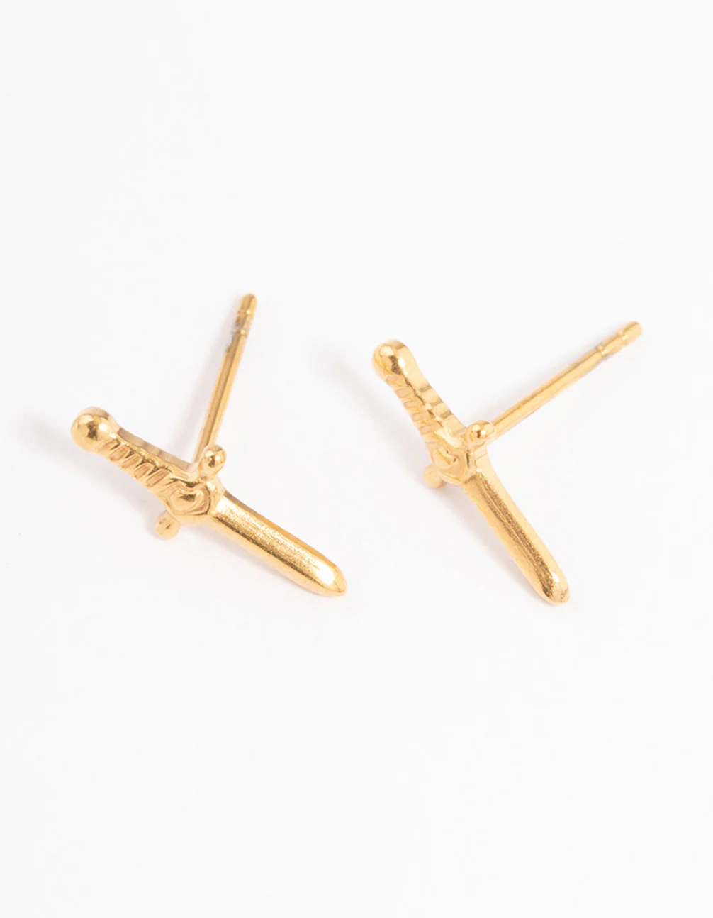 Gold Plated Surgical Steel Dagger Stud Earrings - Image 2