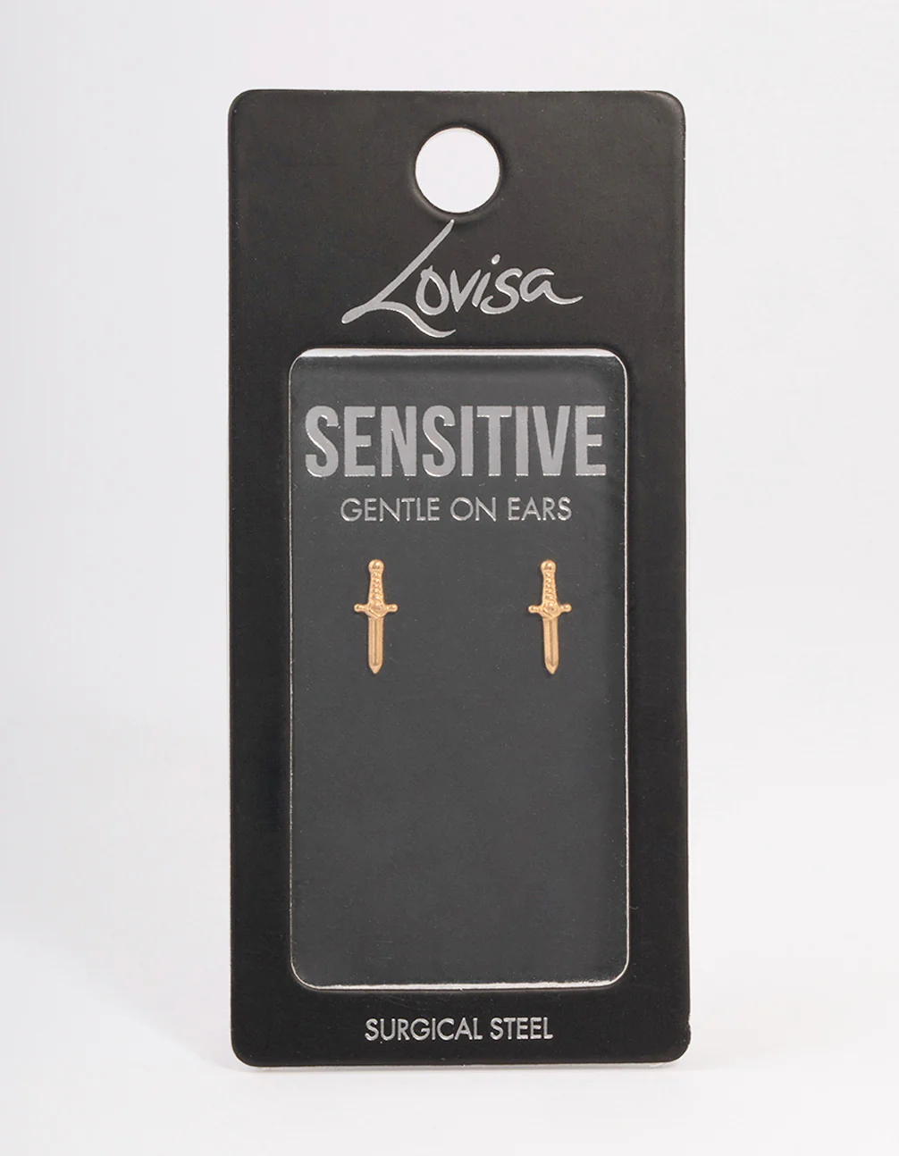 Gold Plated Surgical Steel Dagger Stud Earrings - Image 3