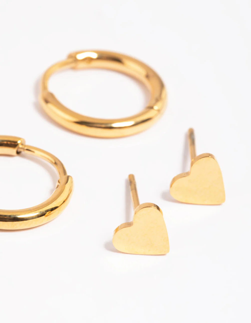 Gold Plated Surgical Steel Heart Stud Earring Set - Image 4