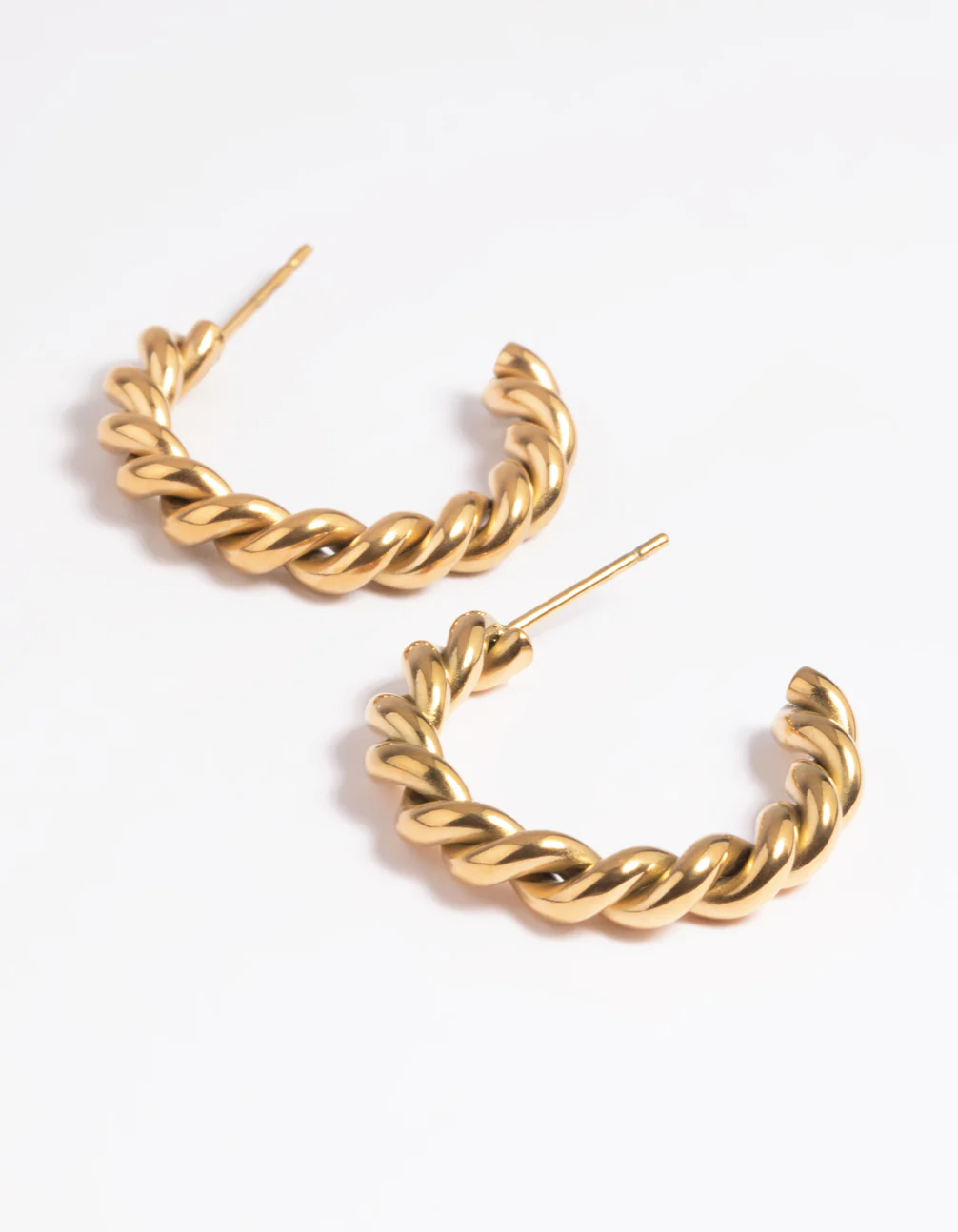 Gold Plated Surgical Steel Twisted Hoop Earrings - Image 3