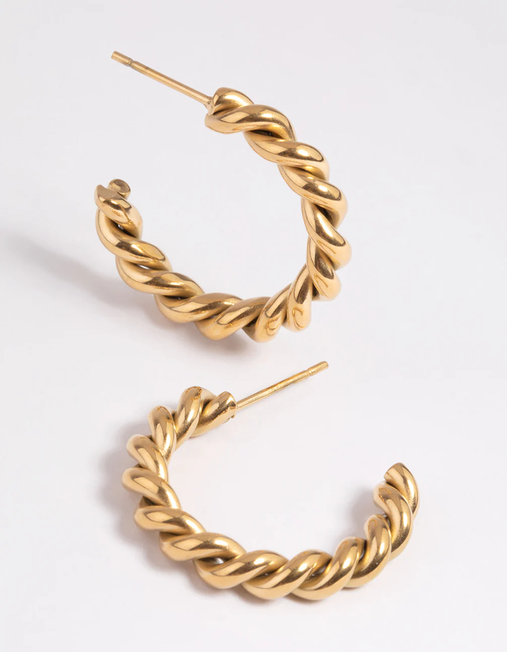 Gold Plated Surgical Steel Twisted Hoop Earrings - Image 4