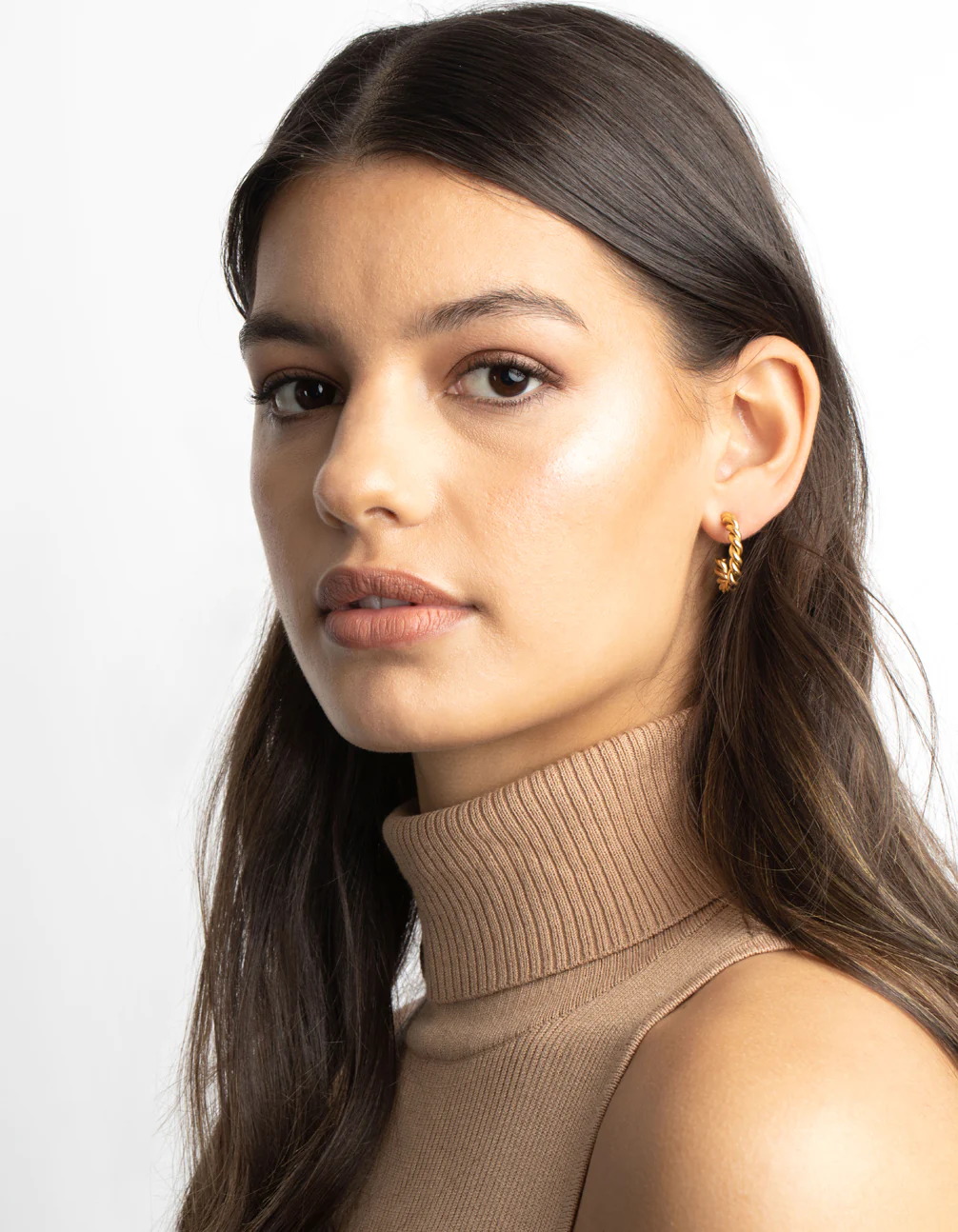 Gold Plated Surgical Steel Twisted Hoop Earrings - Image 5