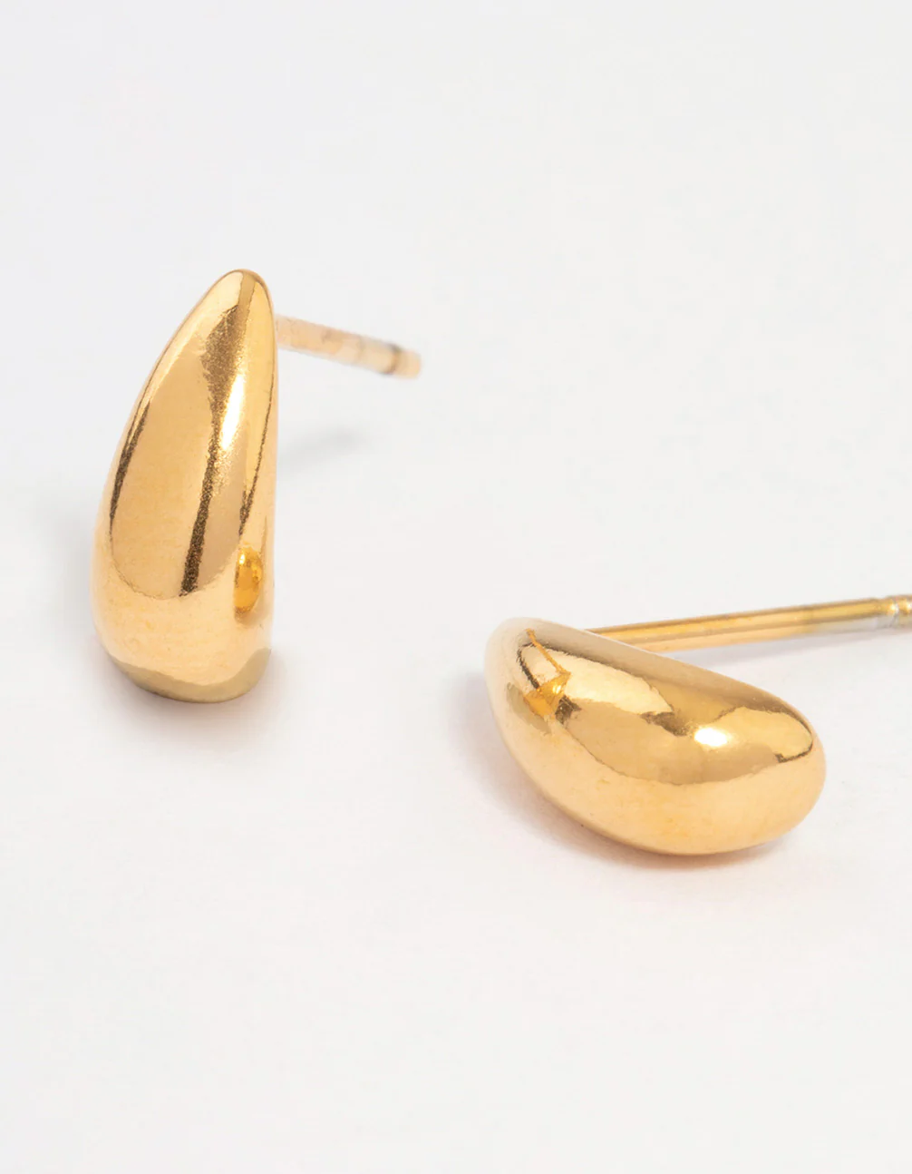 Gold Plated Surgical Steel Mini Puffy Stud Earrings - Image 2