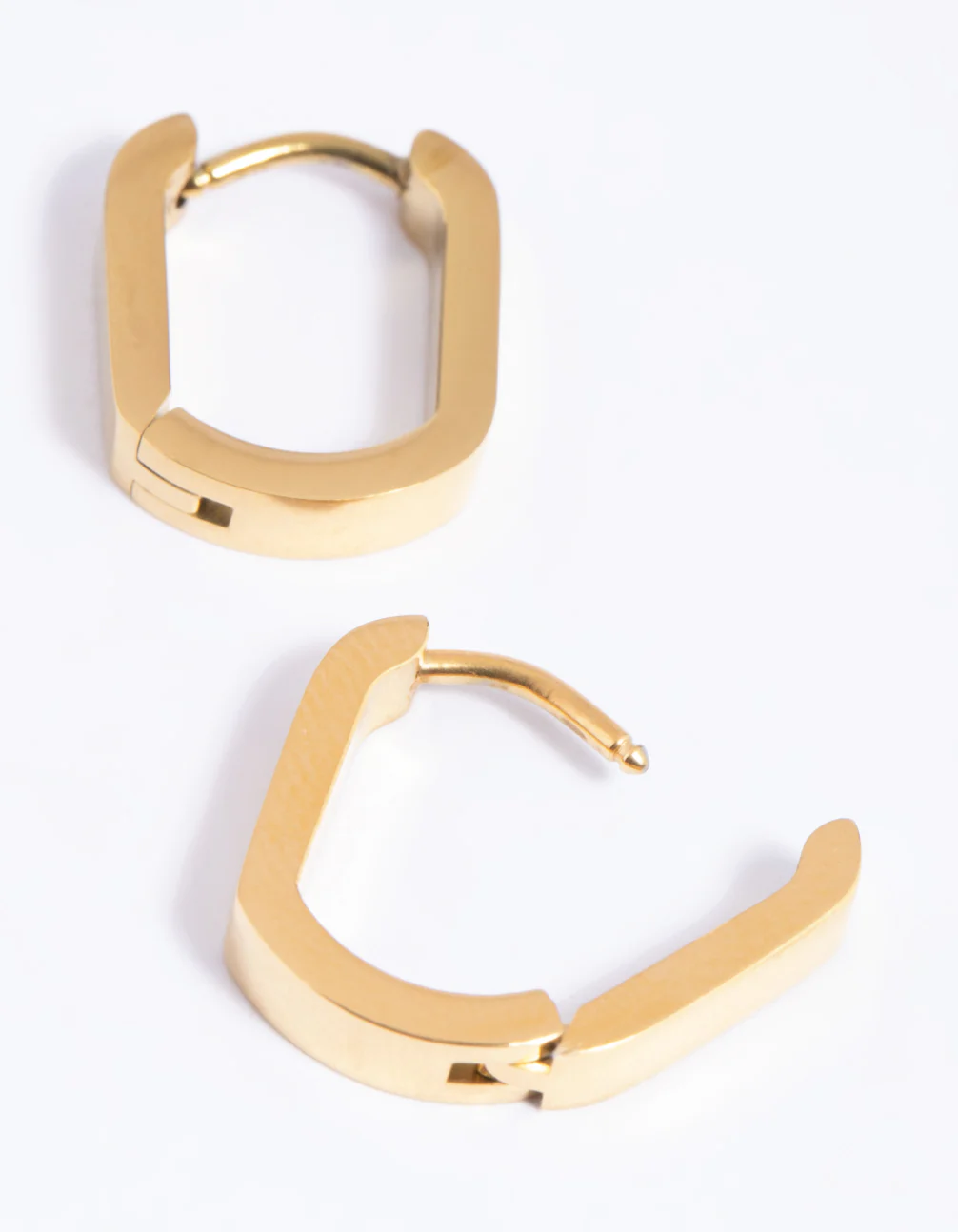 Gold Plated Surgical Steel Oval Huggie Hoop Earrings - Image 3