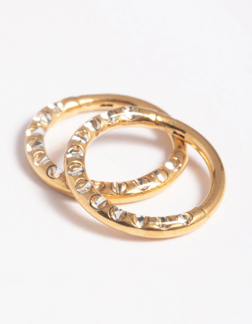 Gold Plated Surgical Steel Pave Hoop Earrings - Image 2