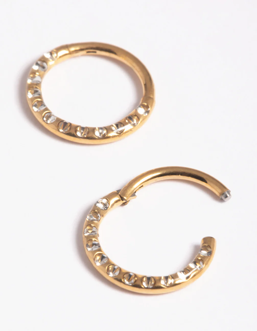 Gold Plated Surgical Steel Pave Hoop Earrings - Image 3