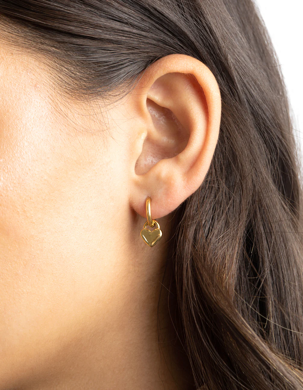 Gold Plated Surgical Steel Chunky Heart Huggie Hoop Earrings - Image 2