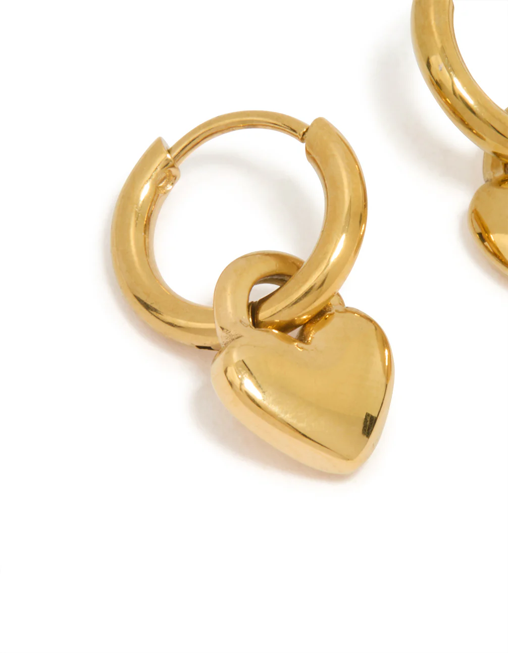 Gold Plated Surgical Steel Chunky Heart Huggie Hoop Earrings - Image 3