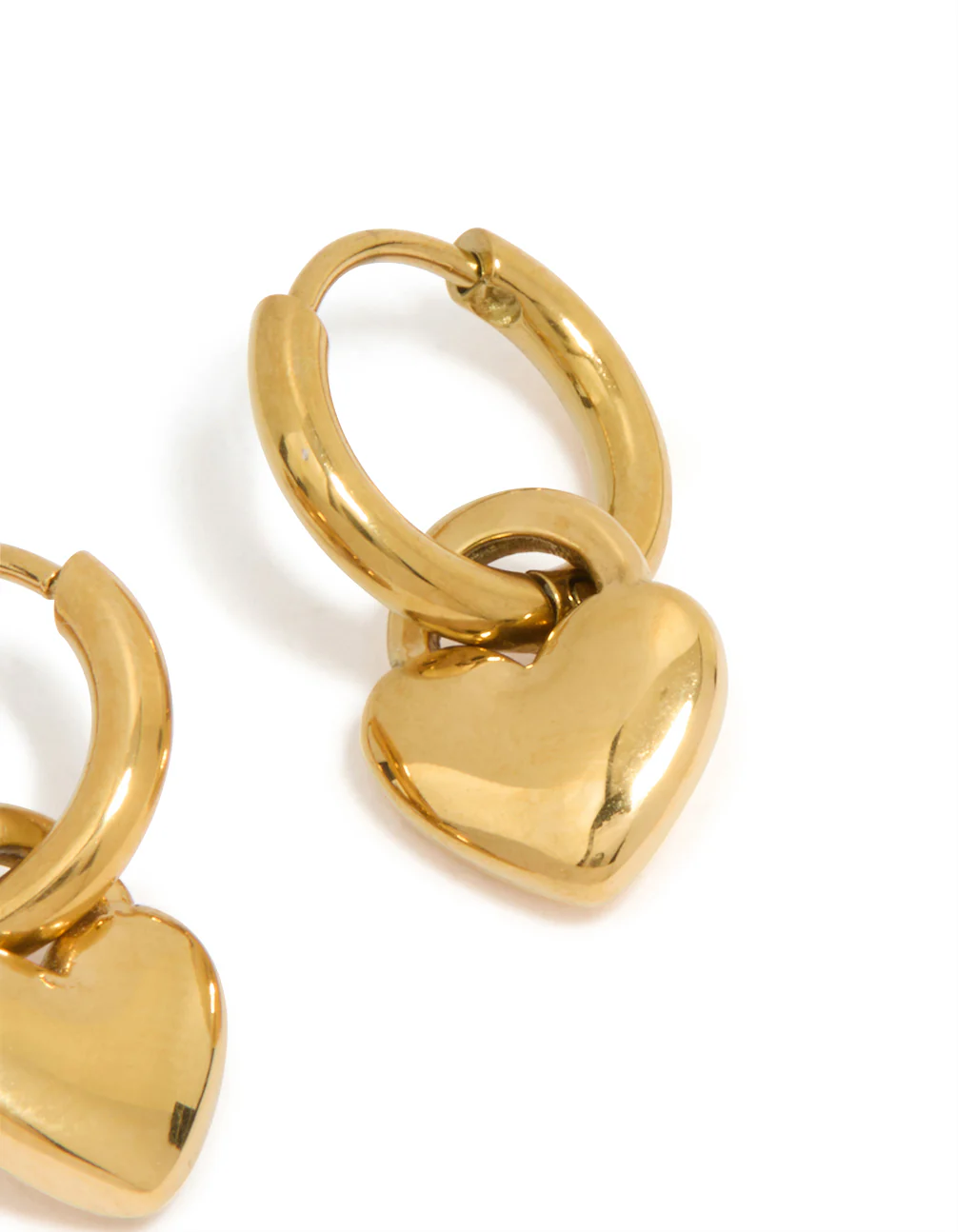 Gold Plated Surgical Steel Chunky Heart Huggie Hoop Earrings - Image 4