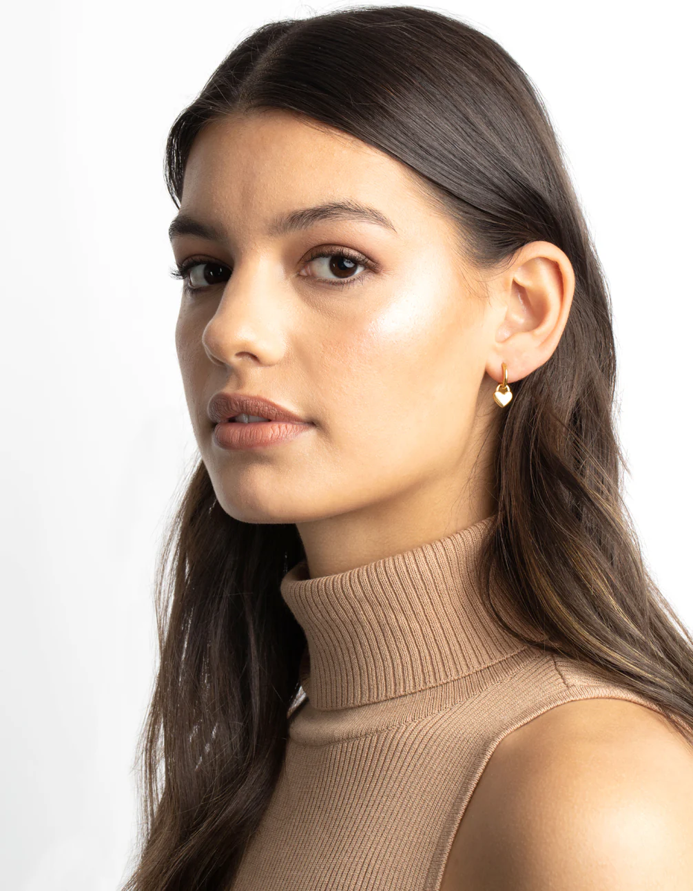 Gold Plated Surgical Steel Chunky Heart Huggie Hoop Earrings - Image 5