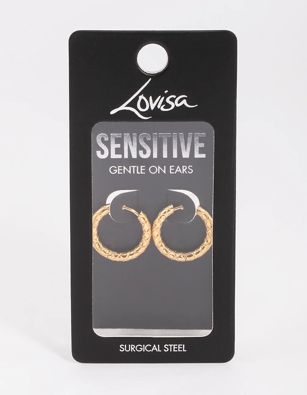 Gold Plated Surgical Steel Scaled Hoop Earrings - Image 3