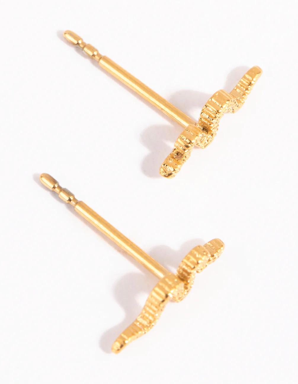 Gold Plated Surgical Steel Snake Stud Earrings - Image 2
