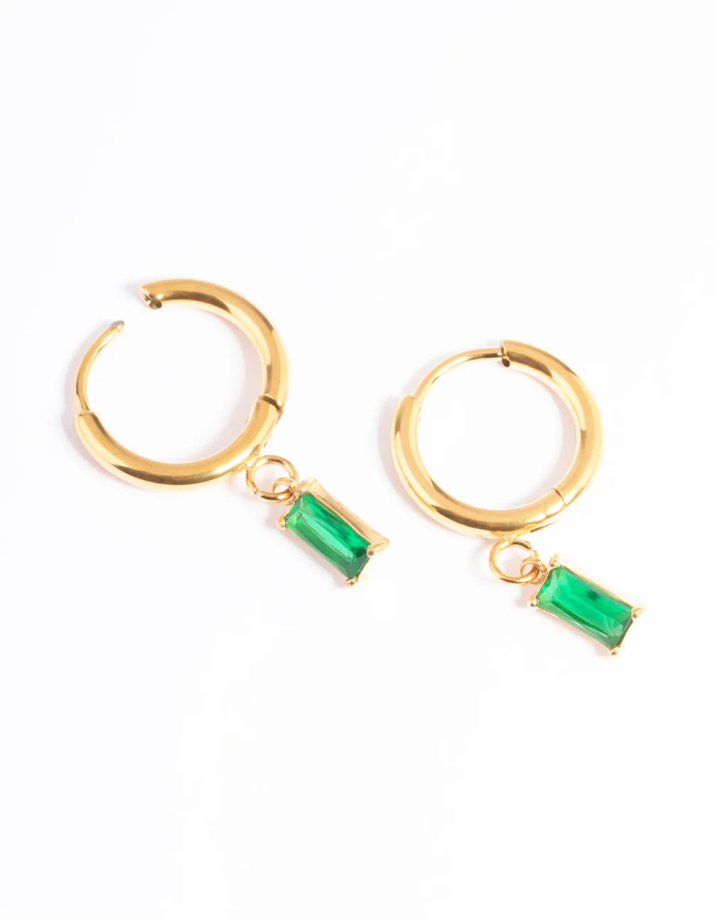 Gold Plated Surgical Steel Square Cubic Zirconia Hoop Earrings - Image 3