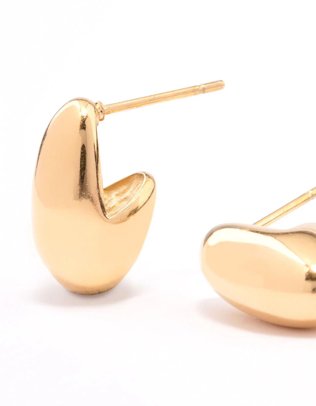Gold Plated Surgical Steel Curved Bubble Stud Earrings - Image 2