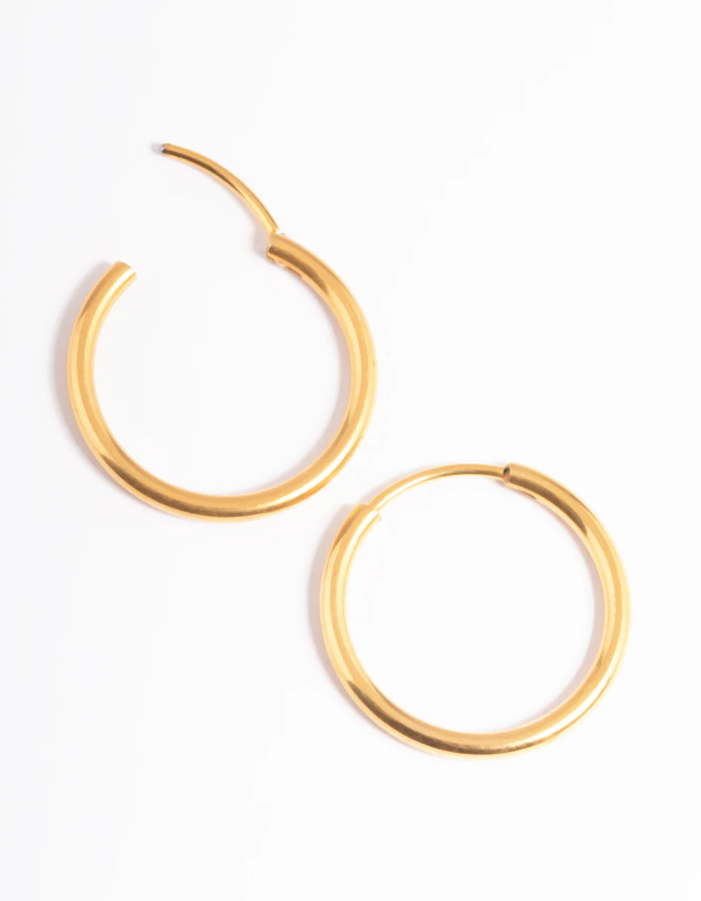 Gold Plated Surgical Steel Thin 18mm Hoop Earrings - Image 2