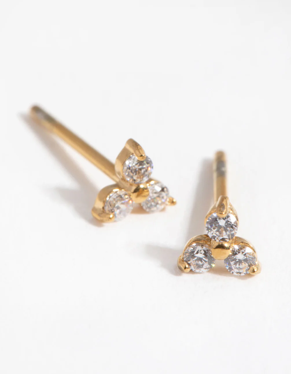 24 Carat Gold Plated Surgical Steel Cubic Zirconia Cluster Stud Earrings - Image 2