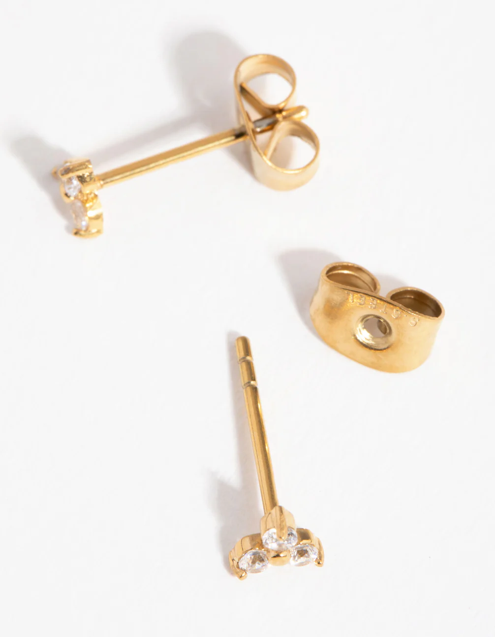 24 Carat Gold Plated Surgical Steel Cubic Zirconia Cluster Stud Earrings - Image 3