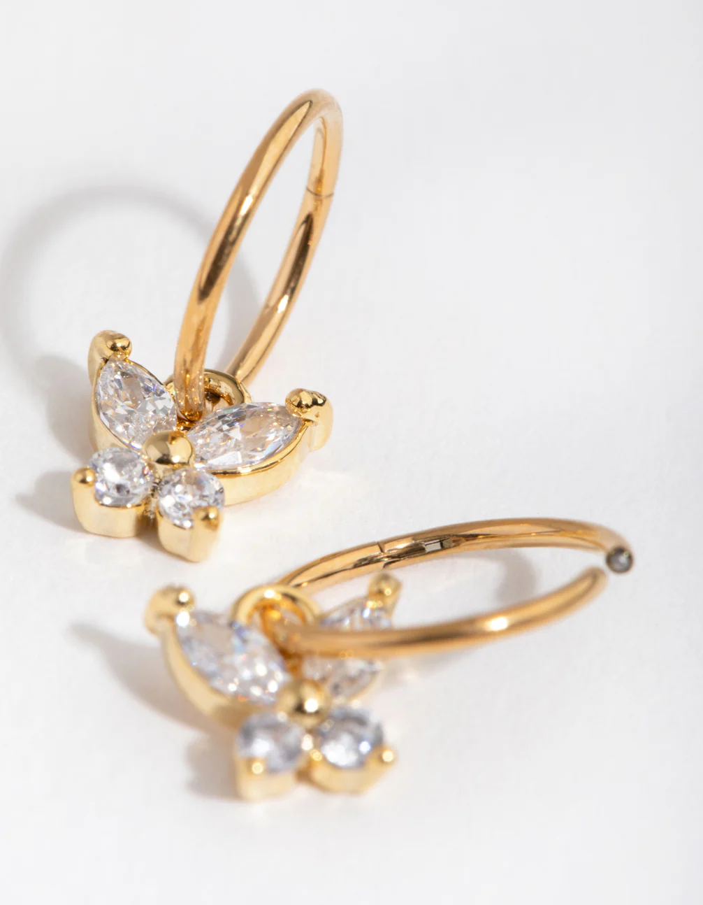 24 Carat Gold Plated Surgical Steel Butterfly Sleeper Earrings - Image 3