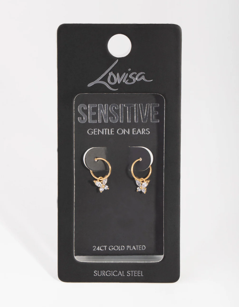 24 Carat Gold Plated Surgical Steel Butterfly Sleeper Earrings - Image 5