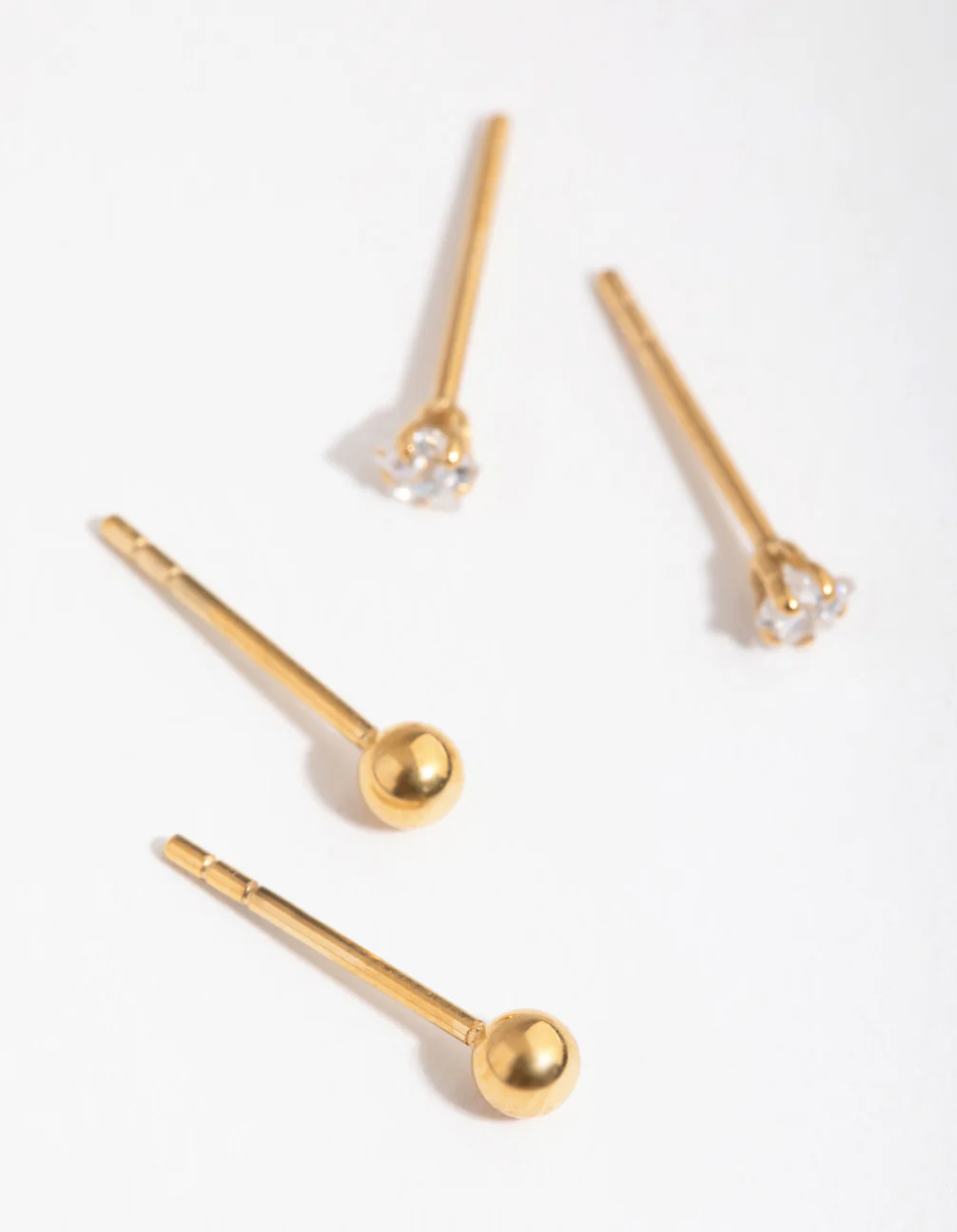 24 Carat Gold Plated Surgical Steel Star & Ball Pack Stud Earrings - Image 2