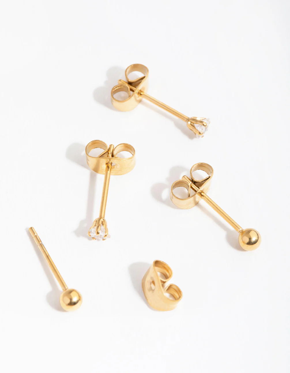 24 Carat Gold Plated Surgical Steel Star & Ball Pack Stud Earrings - Image 3