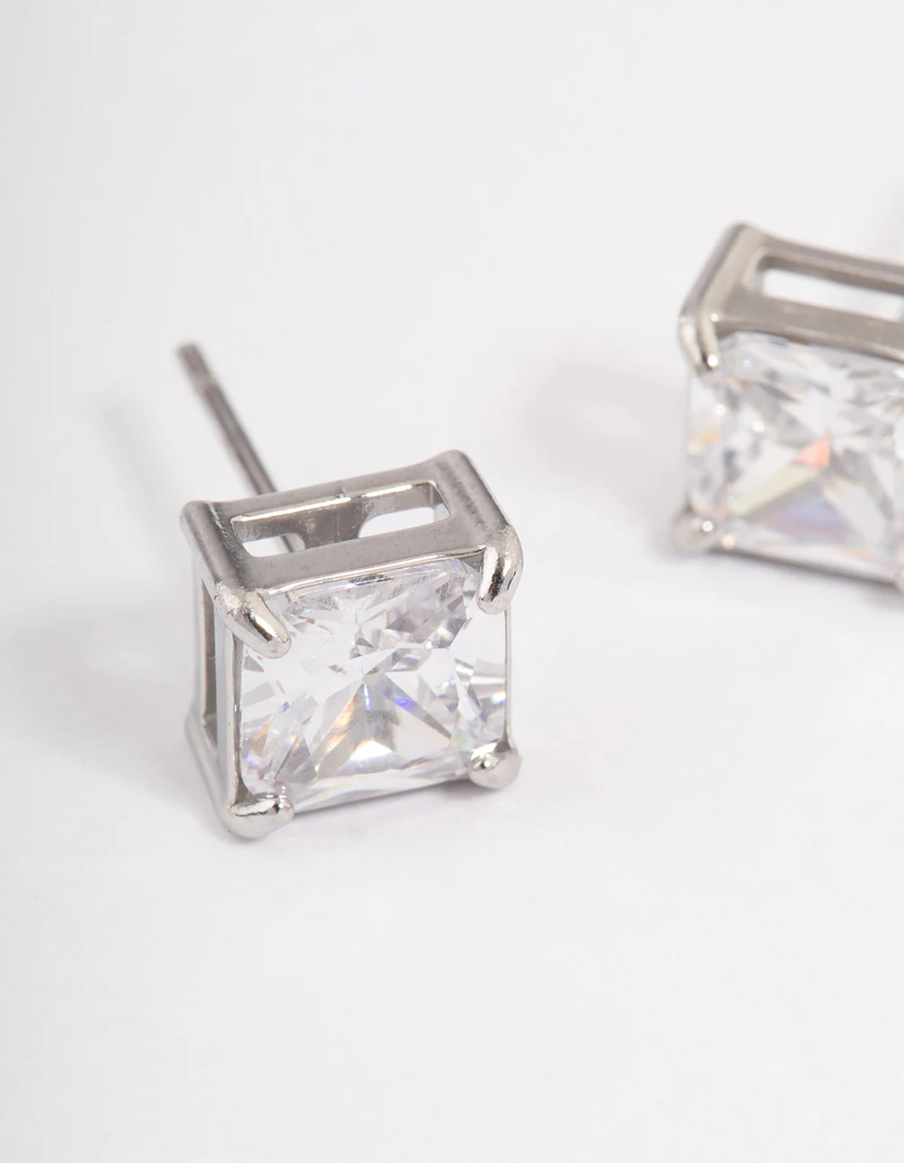 Surgical Steel Cubic Zirconia Cube Stud Earrings - Image 2