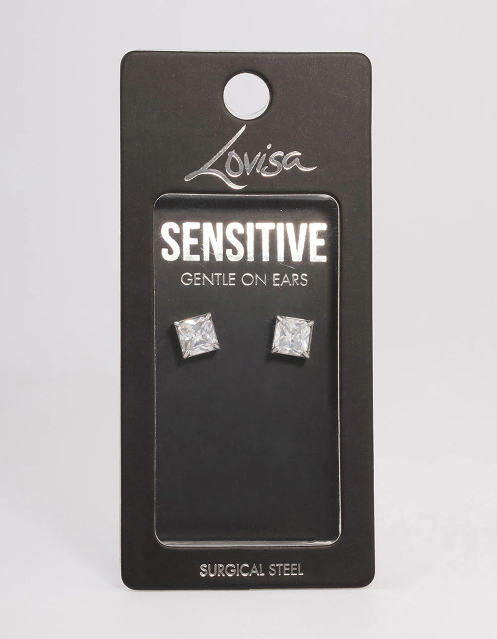 Surgical Steel Cubic Zirconia Cube Stud Earrings - Image 3