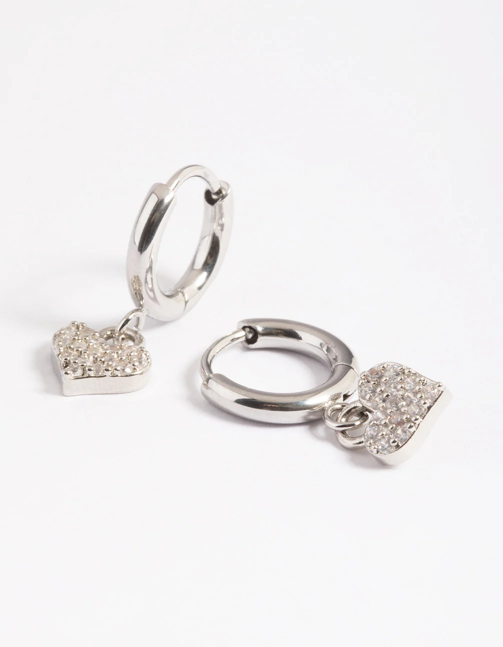 Surgical Steel Pave Heart Hoop Earrings - Image 4