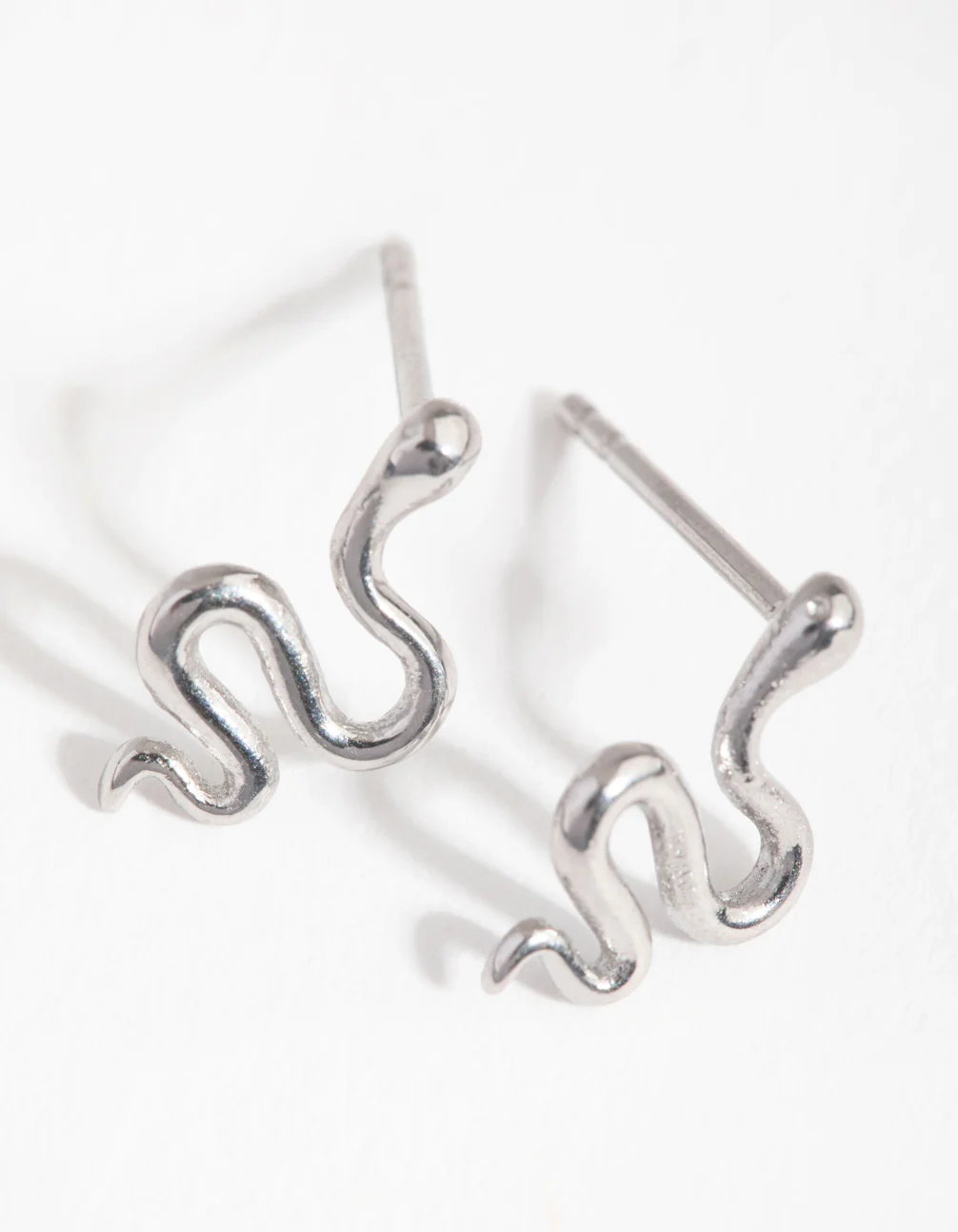 Surgical Steel Polished Snake Stud Earrings - Image 2