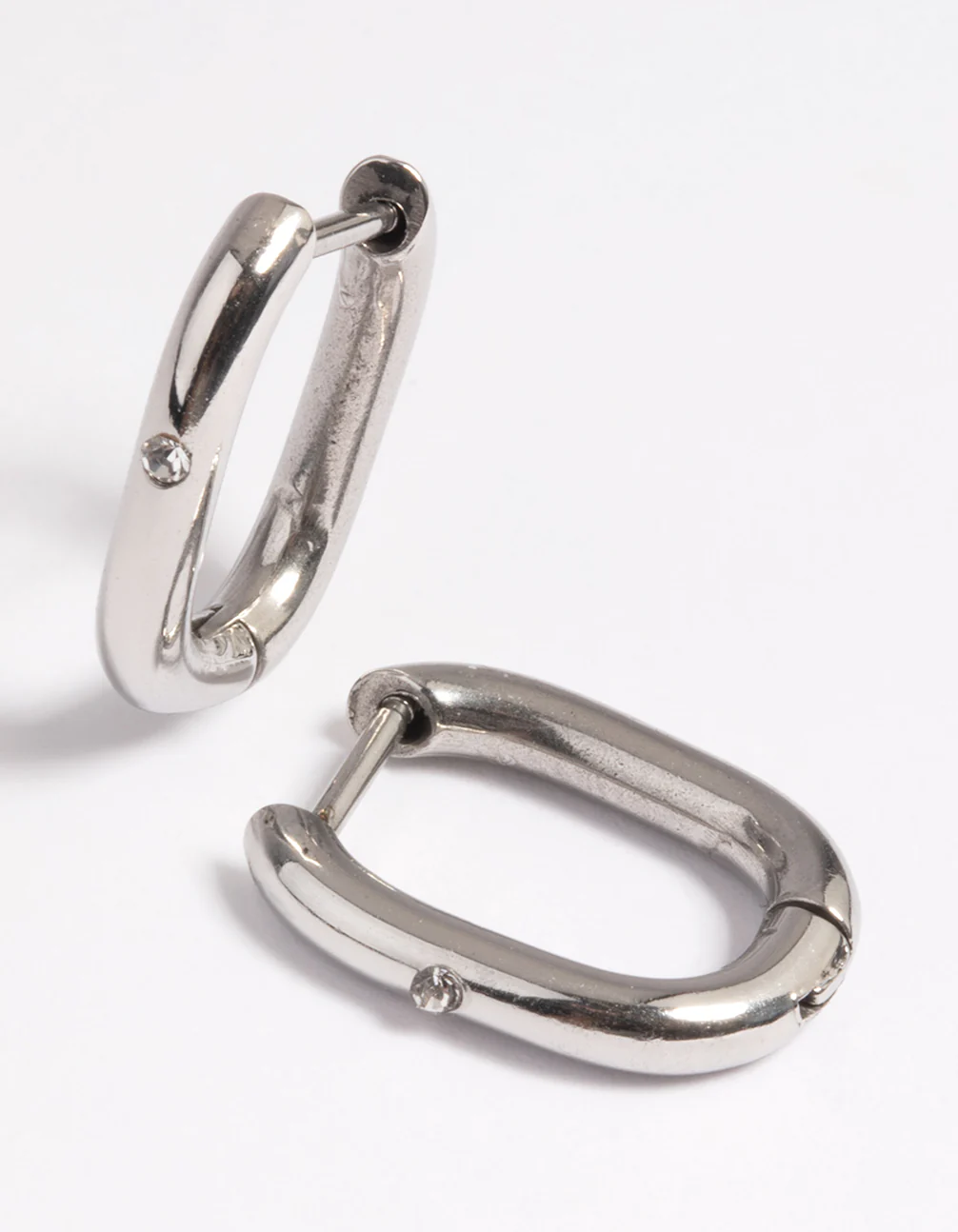 Surgical Steel Rectangular Hoop Earrings - Image 2