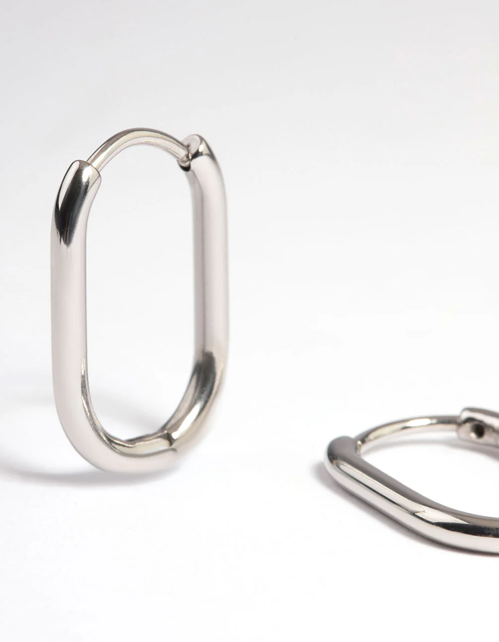 Surgical Steel Rounded Rectangle Hoop Earrings - Image 2