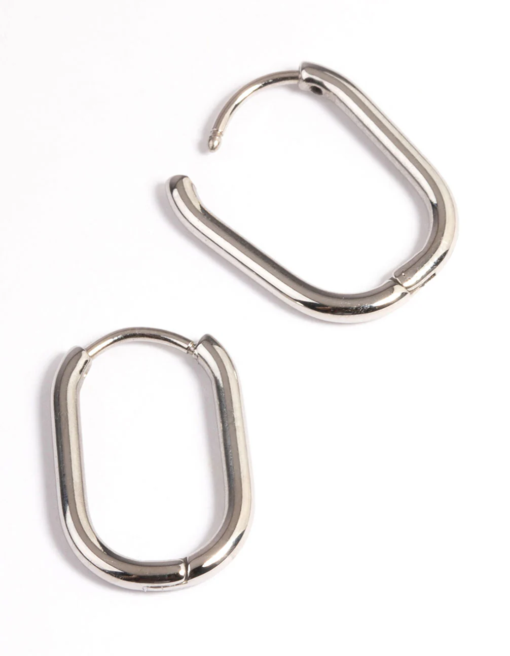 Surgical Steel Rounded Rectangle Hoop Earrings - Image 3